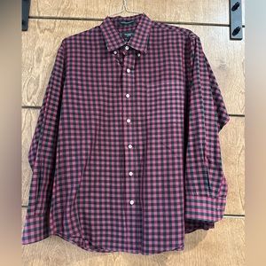 Hagar men’s button down size L maroon and black